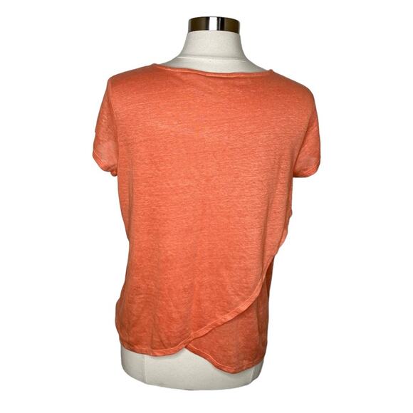 H by Halston Cross Back Coral Orange Linen Top Women’s Size Medium - Picture 1 of 9